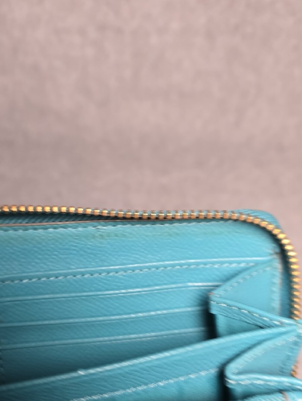Coach Accordion Zip Wallet Cadet Blue with Gold Studs - Picture 13 of 16